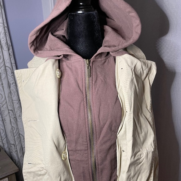 Dollhouse Outerwear Trench Style Jacket with Faux Hoodie Insert Size Medium - Picture 6 of 10